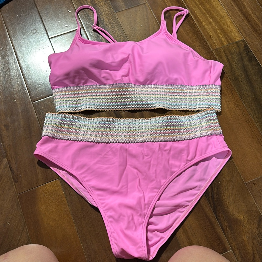 SHEIN pink bathing suit set